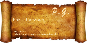 Paki Gerzson névjegykártya